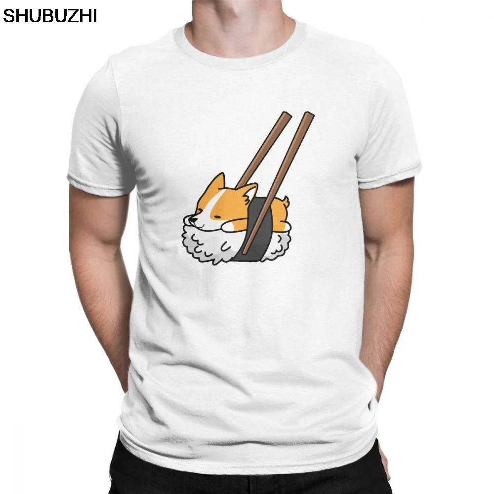 

Men T Shirts Funny Sushi Corgi Dog Leisure Short Sleeve Tee Shirt Round Neck Clothes Pure Cotton Graphic T-Shirt Plus Size Tops
