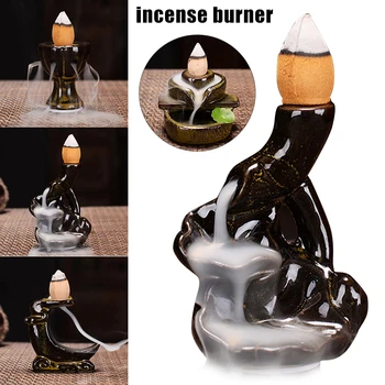 

New Waterfall Incense Burner Backflow Ceramic Incense Holder Incense Fountain Backflow Incense Cones for Home Decor Office