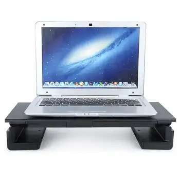 

Computer Monitor Stand Riser Desktop Monitor Heightening Bracket Plastic Notebook Riser with Pull-out Mobile Phone Stand