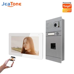 Jeatone wi fi vídeo porteiro inteligente impressão digital desbloquear detecção de movimento automaticamente vídeo registro campainha apartamento