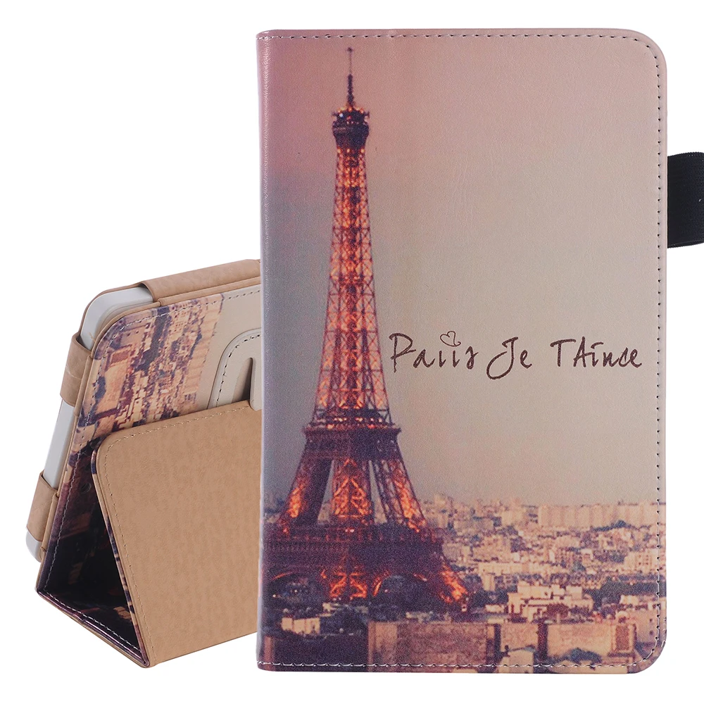 

Eiffel Tower Print Cover Case For Amazon Kindle Fire HD 6 2014 4th Gen Folio Flip Case Protective Shell Skin Auto Wake Function