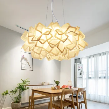 

Nordic led chandelier lighting simple children's room dining room hanging lamp acrylic petal modern living room hanging lights