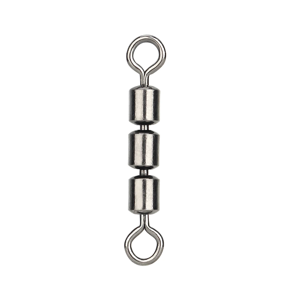 DNDYUJU 20PCS High Speed Three Rollers Barrel Ball Bearing Swivel Solid Rings Fishing Connector FishHooks Fishing Accessories