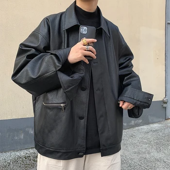 

2020 New Autumn European And American Style Fashion Trend Sports Pure Color Casual Leather Clothing M-2XL High Quality