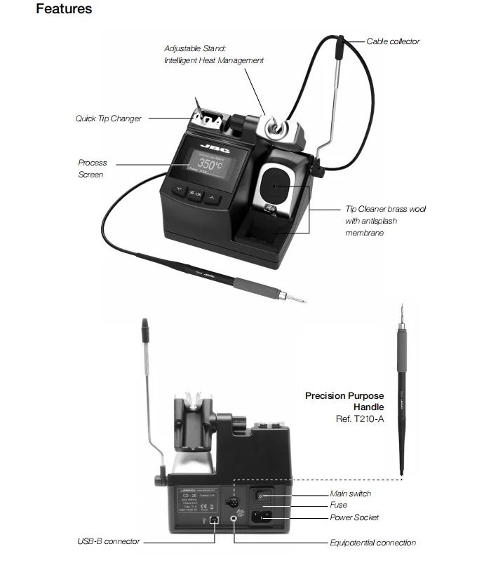 JBC CD-2SHQE паяльная станция ремонтная станция с C210002 C210018 C210020 паяльный наконечник и T210-A паяльная ручка