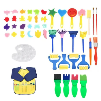 

(47Pieces) Kids Washable Paint Brushes Set Paint Sponges Brushes, Assorted Painting Drawing Tools For Kids Toddlers