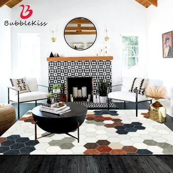 

Bubble Kiss Rugs For Bedroom European Color Mosaic Square Pattern Carpet Modern Home Decoration Polyester Soft Living Room Mat
