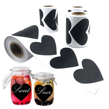 

150Pcs/Roll Love Heart Chalkboard Label Sticker Perfect For Mason Jars Pantry Storage Stickers Waterproof Blackboard Sticker