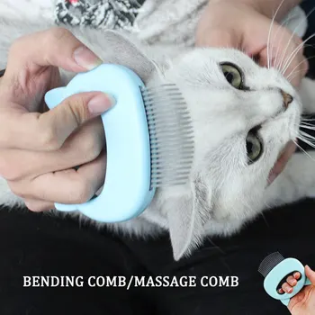

New Pet Cat Grooming Massage Brush With Shell Shaped Handle Pet Hair Remover Pet Grooming Massage Tool Home