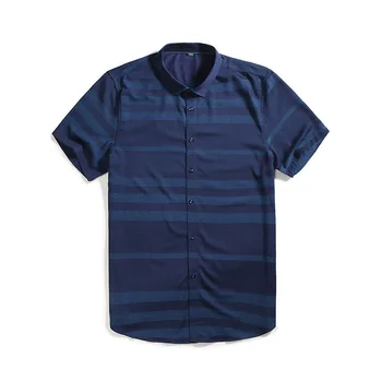 

2020 Men's Wear Short Sleeve Shirt Middle-aged And Elderly Plus Fat plus Size Stripes Business Leisure Time Shirt Men Thin