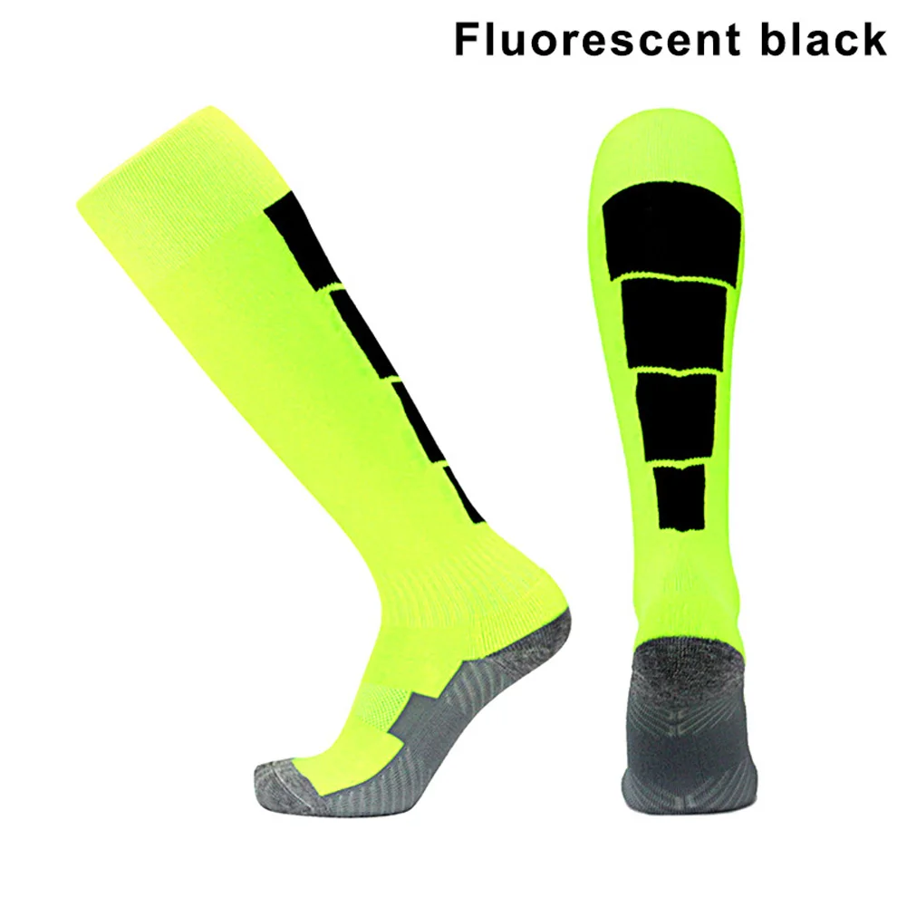 Fluorescent black 1 пара, мужские длинные прямые носки, чулки, дышащие эластичные для футбола, бега, спорта, HSJ88 - Цвет: Fluorescent black