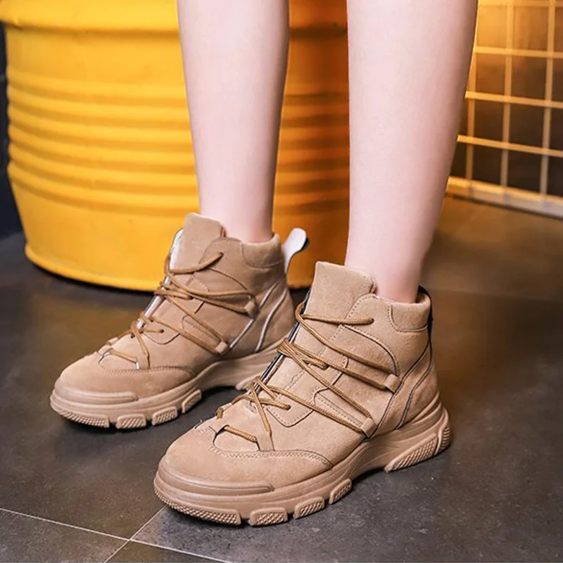 

Women Lace Up Boots Ladies Flat Platform Woman Waterproof Non Slip Ladies Causal Comfortable Boot Female Shoes Outdoor 2020