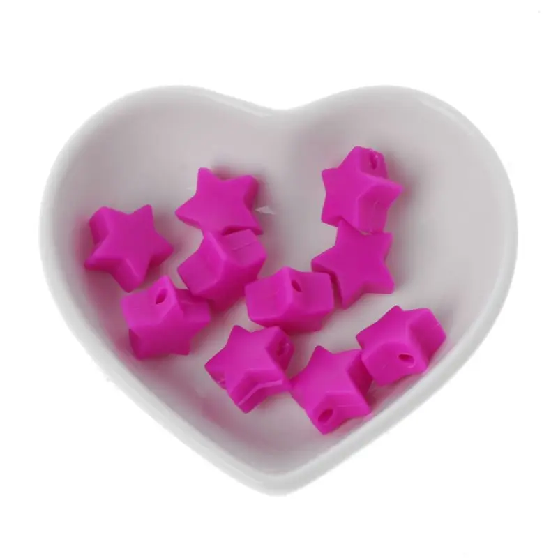 Hot Pink 10 шт звезда силиконовый бисер ребенок Прорезывание Зубов Бусины DIY соска цепь ребенок прорезыватель DXAD - Цвет: Hot Pink
