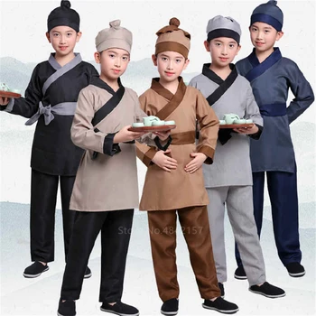 

Children Stage Performance Costume Chinese Traditional Style Hanfu Ancient Waiters Farmer Cosplay Costumes Boys Drama Clothes