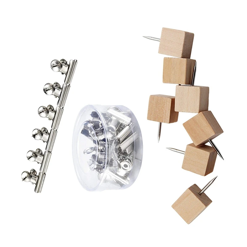 20 шт. зажимы для кнопок больших пальцев настенные с булавками и 60 квадратных