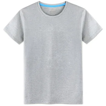 

Short-sleeved t-shirt men's round neck summer cotton solid color plus fertilizer XL loose middle-aged father loaded