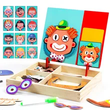 

New Animals/ Vehicle Wooden Magnetic Puzzle Toys for Children Drawing Board Jigsaw Kids Game Baby Educational Learning Toy Gift