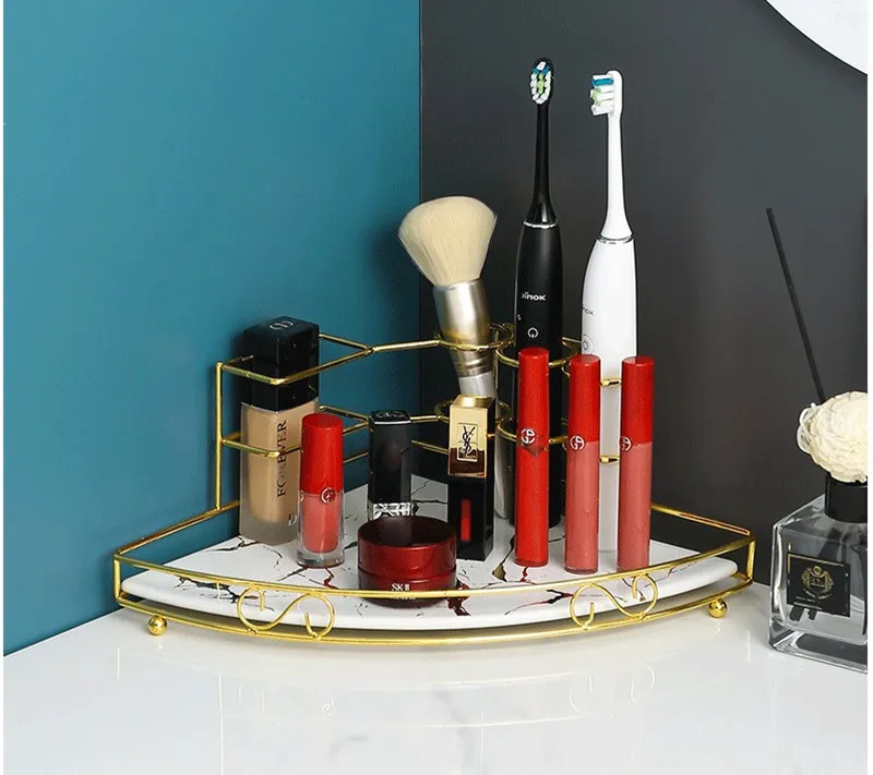 Ванная комната мраморный поднос металлическая полка-1-3 Слои веерообразная