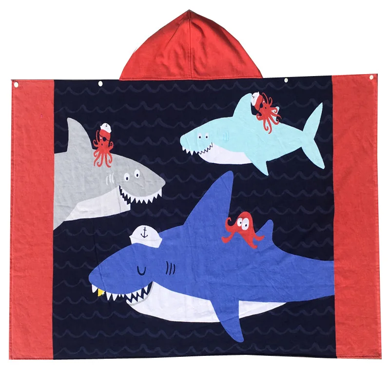 Beach Towel Euro-American Cartoon Formaldehyde-free Children Gauze Cotton Adult Can Wear Bath Towel Cloak Lengthened 127*76cm