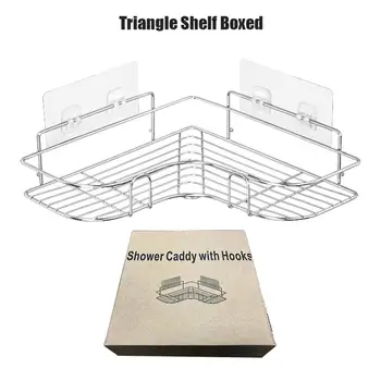 ห้องน้ําชั้นเก็บสแตนเลส Punch-ฟรีนักร้องชั้นสามเหลี่ยมติดผนังชั้นวางของสําหรับห้องครัวห้องนอน # บ่อ 7