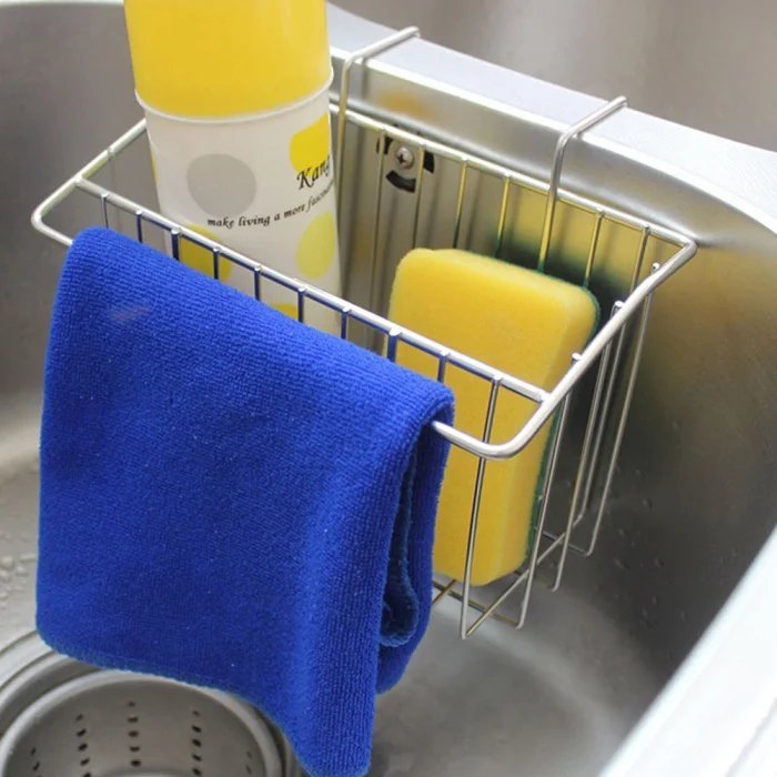 Kitchen Stainless Steel Storage Rack Sponge Holder Sink Brush Soap Drain Holder FPing