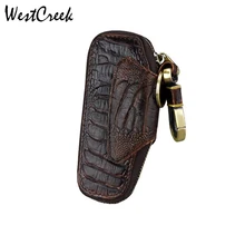 Фирменные заводские прямые продажи, масляная Вощеная кожа, коровья кожа, Ретро стиль, кошельки для ключей от машины, модные держатели для ключей с узором «крокодиловая кожа»