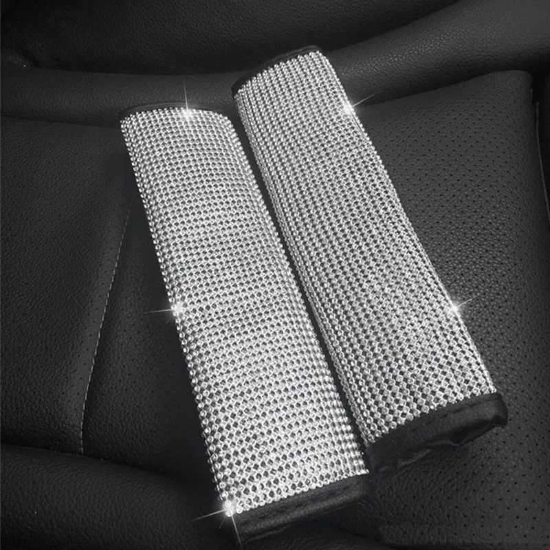 1PC Crystal Car Gear Shift Collar Cover Hand Brake Cover Car Seat Safety Belt Bling Rhinestones Auto Interior Accessories hand brake cover car interior accessories gear head cover