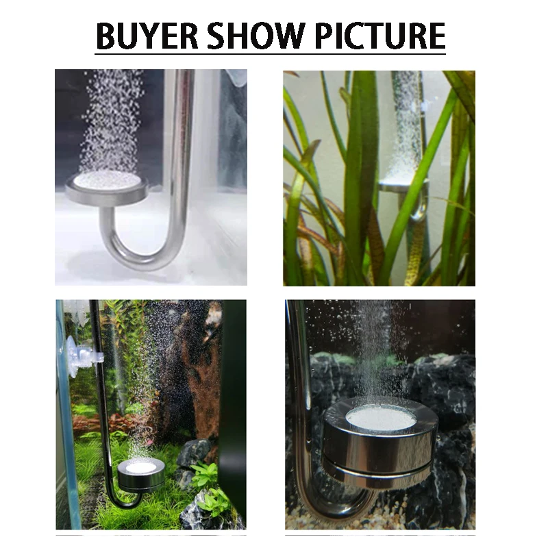ZRDR Aquarium CO2 Diffuser Stainless Steel Material Atomizer Ceramic Disc Refiner, Used For Aquatic Plant Growth Accessories 6