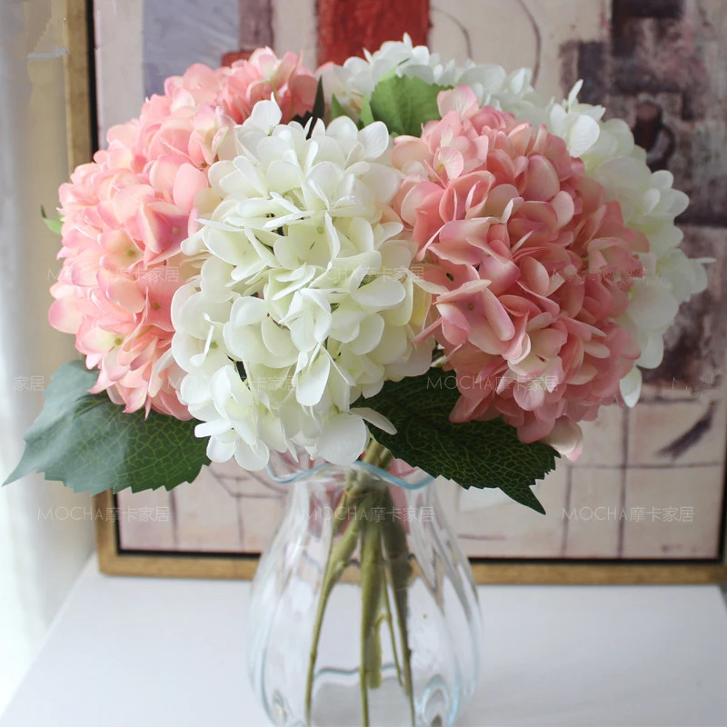 

6 Fork/Brouquet Artificial Hydrangea Flower Single Wedding Hydrangea Simulation Flower Silk Flower Arches Christmas Home Decor