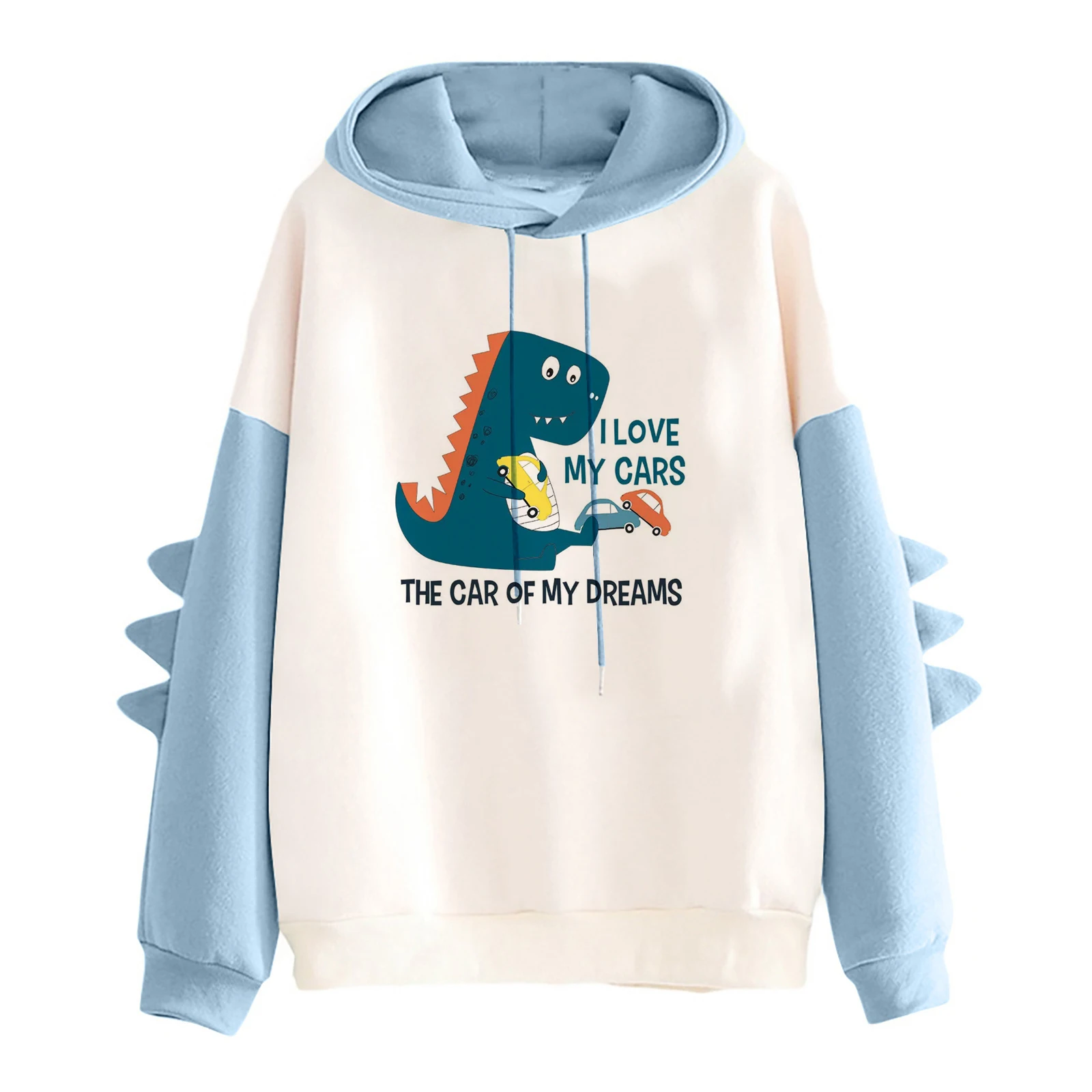 Volwassen Baby Dino Hoodie Casual Losse Kleur Blok Lange Mouw Trui Tops Hooded Sweatshirt Abdl