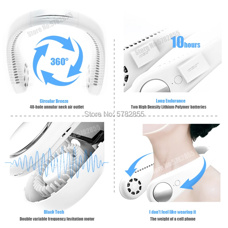 2020 USB Portable personal Neck Fan With Recharge Battery Ultra quiet Wearable Electric Fan handheld Air Conditioner for Room