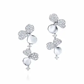 

ED TFB Original 925 Sterling Silver Simple Classic Gem Petal Earrings Jewelry with Original Logo Luxury Jewellery.