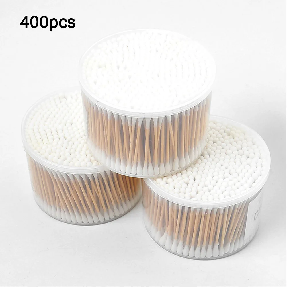 400PCS Инструмент для снятия макияжа стерильный ватный тампон для ресниц с деревянной ручкой одноразовый аппликатор Q Tip для чистки носа и ушей - Цвет: 400PCS