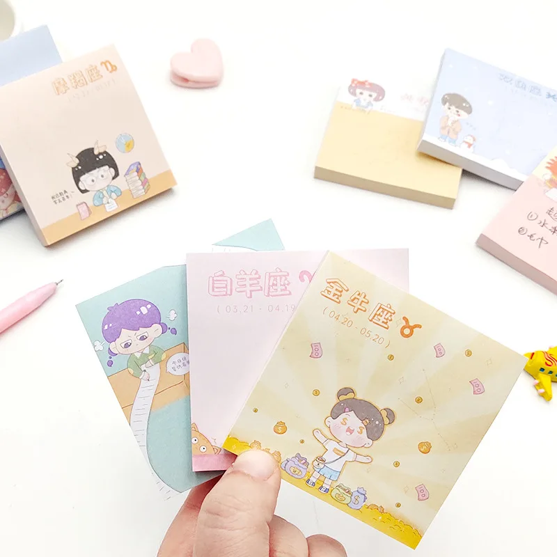 Korea Creative Cartoon Constellation Learning Sticky Note N Times Stickers Hand Painted Starry Sky Message Paper Memo Pad Kawaii