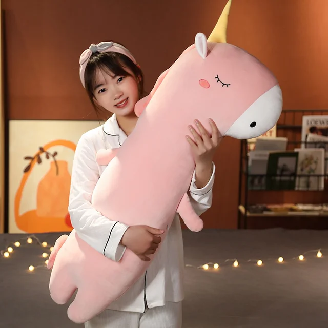 120cm Animal Long Sleeping Pillow Dinosaur Hippo Giraffe Unicorn Cushion Stuffed Toys Bedroom Removable and Washable Doll Gifts