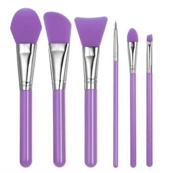 

Purple 6Pcs/Set Silicone Makeup Brush Professional Facial Mask Foundation Cream Concealer Eyeshadow Brush Cosmetic Brush Make Up