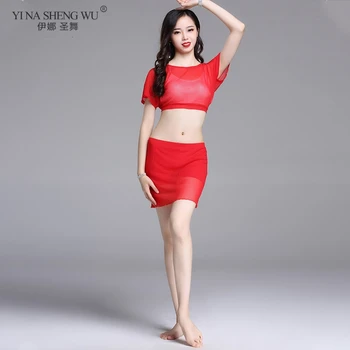 

Women Belly Dance Costumes Set 3pcs Top Belt Skirt Adult Bellydance Oriental Eastern Indian Dancing Practice Clothing Suit Wear