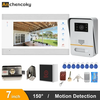 

Anchencoky Video Doorbell with Lock 7 inch Video Intercom 150°IR Video Door Phone with Motion Sensor for Home Access Control Kit