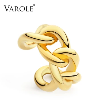 

VAROLE Twisted Chain Link Rings Gold color Midi Ring Knuckle Rings For Women Jewelry Bagues Anillos pour femme