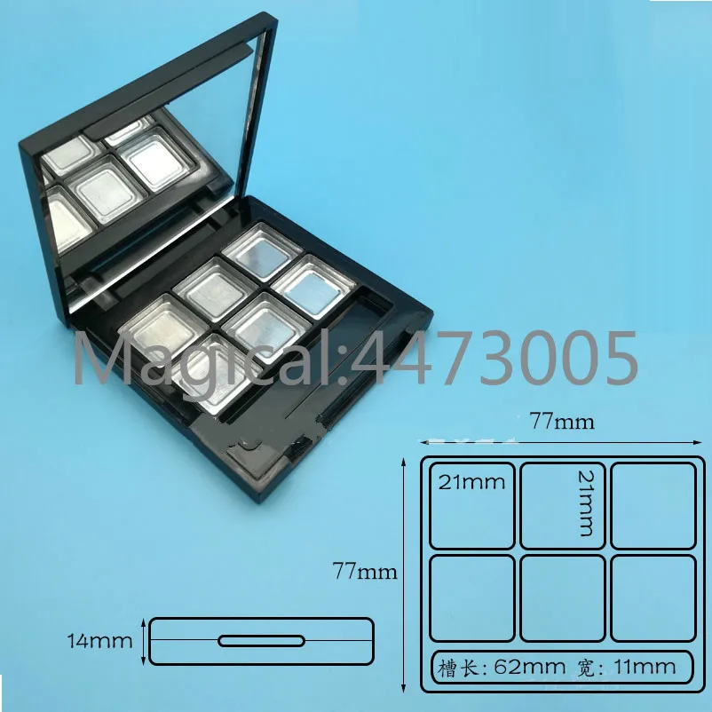 10pcs/lot 6 grids Empty Sqaure Beauty Eyeshadow Palette Case Makeup Accessories with Mirror Lipstick Box Eyebrow/Blush Compact | Красота и