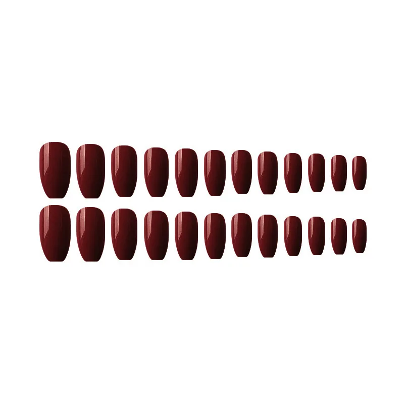 Nusx Hot 24pcs Wine Red Extra Long False Nails Tips Glue Oval Sharp End Fake Nail 4