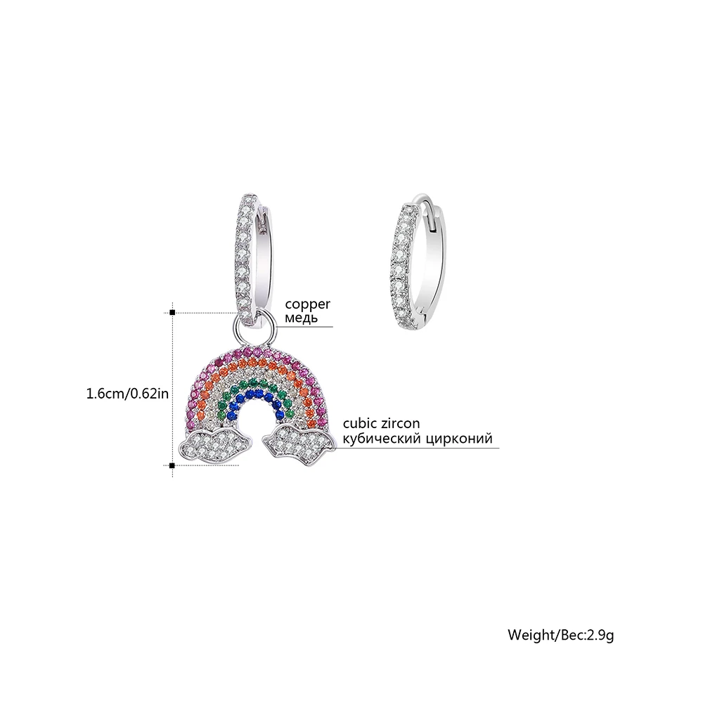 Модная Радужная подвеска золотого цвета с кубическим цирконием, серьги для женщин, подарок на день рождения, свадьбу, вечеринку