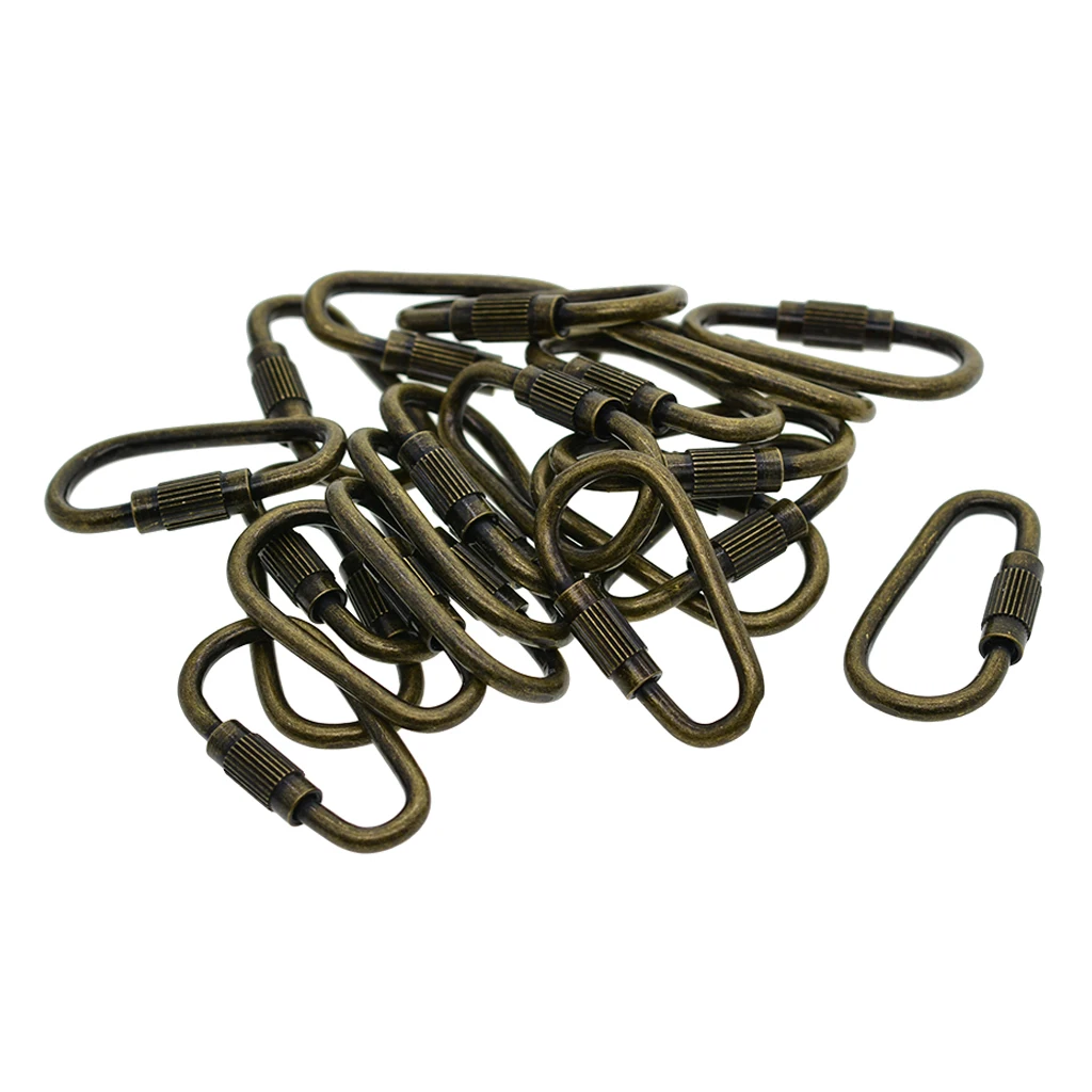 20pcs Vintage Screw Gate Spring Carabiner Snap Hook Backpack Pocket Hanging Key