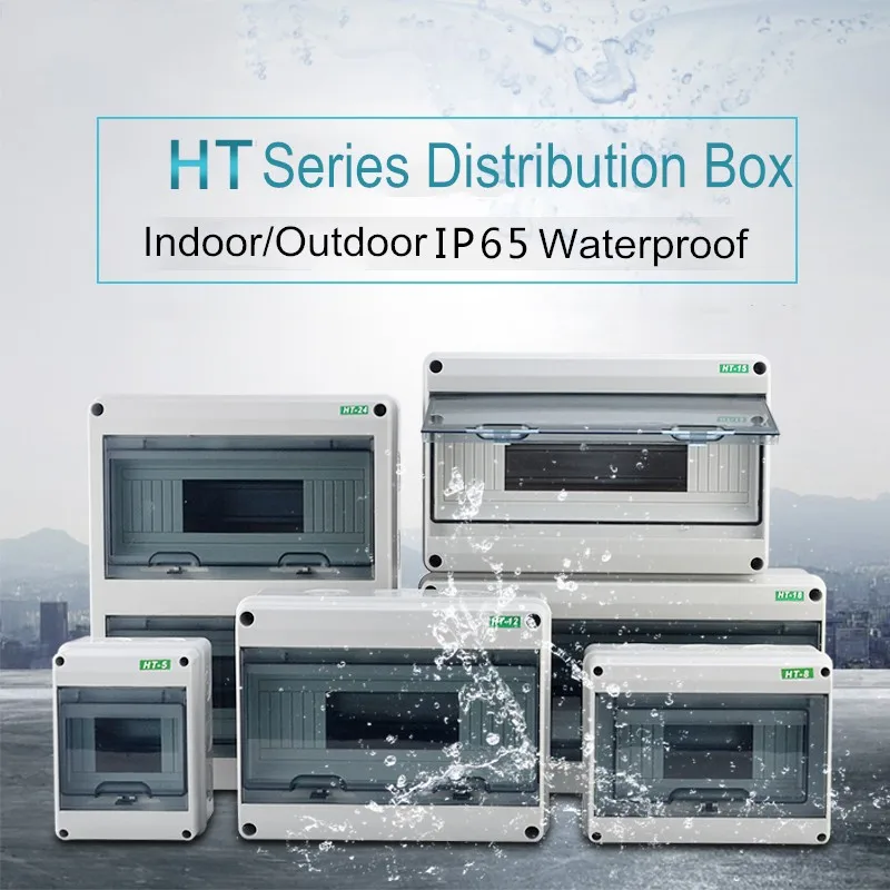 HT Series In/Outdoor Waterproof Power Distribution Box 5/8/12/15/18/24 Way Circuit Breaker Electrical Wiring Panel Junction Box afbeelding