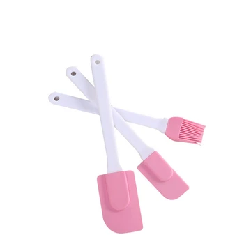 

3pcs/set Silicone Brush Cake Cream Knife Pink Silicone Spatula Cake Cream Scraper Basic Home Baking Tool