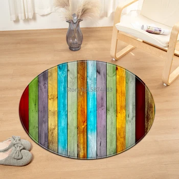 

Wood Grain Round Carpet Computer Chair cushion Kids Room Bedroom Rug Living Room 3D pattern Decorative Floor Bedside Mat