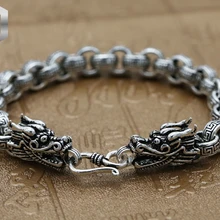 925 пробы Серебряный Мужской властный узор кран браслет тайский серебряный Ретро хипстер личность серебряная цепь