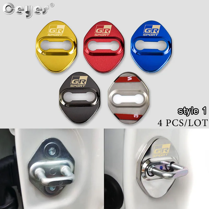 Car Door Lock Cover 4pcs Car Styling Accessories Auto Door Lock Buckle Cover Case For Toyota Gazoo Racing Prius Yaris Corolla Rav4 For Lexus
