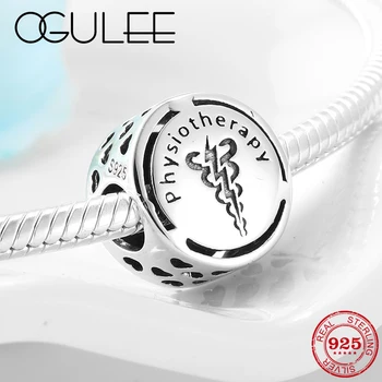 

2019 New 925 Sterling Silver Beads For Jewelry making Occupation Physiotherapy Symbol sign Fit Original Women Charms Bracelets