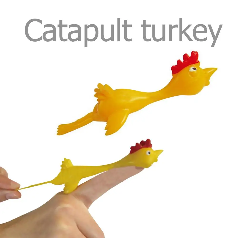 11 5CM Novelty Gags Practical Joke Toys Funny Laugh Rubber Chicken Stretchy Flying Turkey Finger Birds